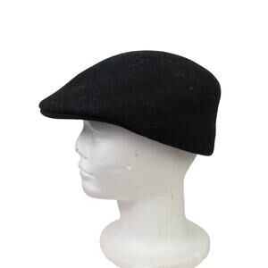 Men's black felt wool flat cap cabby hat